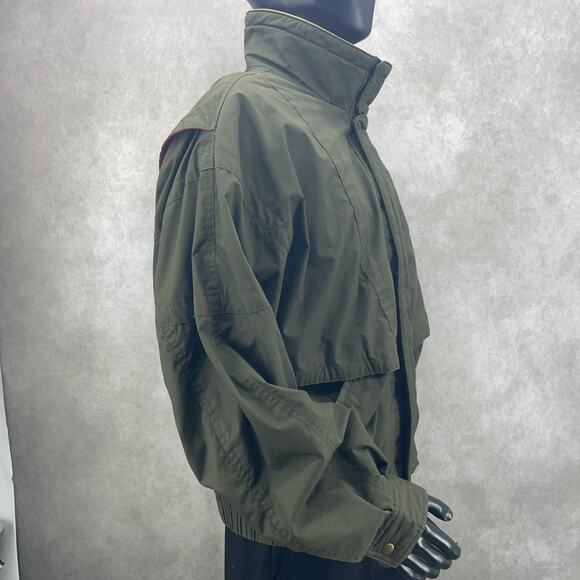 Vtg 80-90s Marc by Andrew Marc Mens XL Bomber Jacket Olive Green Mustard Collar - Picture 2 of 10